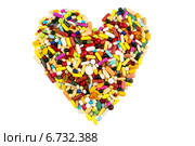 colorful pills in heart shape. Стоковое фото, фотограф Erwin Wodicka / Фотобанк Лори