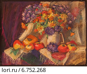 Осенний натюрморт с яблоками. Стоковая иллюстрация, иллюстратор олеся тарасова / Фотобанк Лори