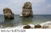 Побережье Черного моря в Крыму, мыс Тарханкут. Стоковое видео, видеограф Анатолий Типляшин / Фотобанк Лори