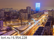 Санкт-Петербург. Вид на Краснопутиловскую улицу и Бизнесцентр "Лидер Тауэр" (2015 год). Редакционное фото, фотограф Литвяк Игорь / Фотобанк Лори