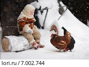 Деревенская девочка с курами. Стоковое фото, фотограф Светлана Андриянкина / Фотобанк Лори