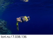 Фридайвер около кораллового рифа, Красное море, Египет. Стоковое фото, фотограф Некрасов Андрей / Фотобанк Лори