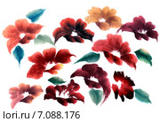 Камелия (Camellia). Рисунок гохуа в стиле се-и. Стоковая иллюстрация, иллюстратор Заноза-Ру / Фотобанк Лори