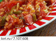 Weeknight Jambalaya (Джамбалайя) - креольское блюдо из риса, овощей и колбасы. Стоковое фото, фотограф Александр Fanfo / Фотобанк Лори