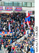 Болельщики команды ЦСКА на трибунах ЛСК ЦСКА в Москве (2015 год). Редакционное фото, фотограф Сергей Лаврентьев / Фотобанк Лори