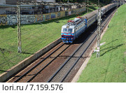 Железная дорога, лето, электровоз ЧС2К-705 (2014 год). Редакционное фото, фотограф Dmitry29 / Фотобанк Лори