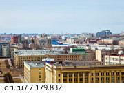 Панорама Санкт-Петербурга. Вид со звонницы Смольного Собора на Российский институт радионавигации и времени и Петроградский район (2015 год). Редакционное фото, фотограф Анна Сапрыкина / Фотобанк Лори