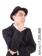 Funny gentleman in striped suit isolated on white. Стоковое фото, фотограф Elnur / Фотобанк Лори