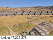 peru - sacsayhuamán (also known as saksaq waman, sacsahuaman or saxahuaman), walled complex near cusco, the former capital of the inca empire.Peru, Cuzco, Sacsayhuaman Inca ruin. Стоковое фото, агентство BE&W Photo / Фотобанк Лори