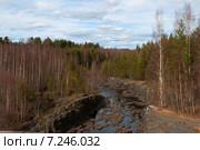 Река Суна в лавовом потоке вулкана Гирвас. Карелия. Стоковое фото, фотограф Виктор Карасев / Фотобанк Лори