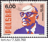 Вацлав Серпинский (Waclaw Sierpinski) - польский математик,вице-президент Польской Академии наук.Почтовая марка Польши 1982 года. Стоковая иллюстрация, иллюстратор александр афанасьев / Фотобанк Лори