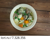 Hairst Bree - традиционный шотландский классический бульон из мяса ягненка с осенними овощами. Стоковое фото, фотограф Александр Fanfo / Фотобанк Лори