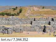 peru - sacsayhuamán (also known as saksaq waman, sacsahuaman or saxahuaman), walled complex near cusco, the former capital of the inca empire.Peru, Cuzco, Sacsayhuaman Inca ruin. Стоковое фото, агентство BE&W Photo / Фотобанк Лори