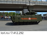 Военная техника на Новой Башиловке после парада в честь Дня Победы в Москве 9 мая 2015 года. Редакционное фото, фотограф lana1501 / Фотобанк Лори