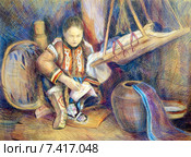 Нанайская женщина. Стоковая иллюстрация, иллюстратор Елена Саморядова / Фотобанк Лори