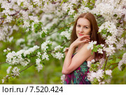 Девушка у яблони. Стоковое фото, фотограф Марина Барышникова / Фотобанк Лори