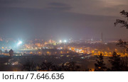 Ночной город, панорамный таймлапс, Вильнюс. Литва (2014 год). Стоковое видео, видеограф Алексас Кведорас / Фотобанк Лори