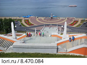 Вид на Чкаловскую лестницу и набережную Волги. Нижний Новгород (2015 год). Стоковое фото, фотограф Александр Романов / Фотобанк Лори