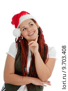 Young modern christmas girl isolated on white background. Стоковое фото, фотограф Roberts Ratuts / PantherMedia / Фотобанк Лори