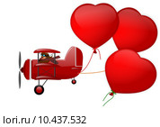 Triplane and three hearts on a white background . Стоковая иллюстрация, иллюстратор Petr Necas / PantherMedia / Фотобанк Лори