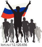 Winner with the Russia flag at the finish. Стоковая иллюстрация, иллюстратор Vladimír Ceresnak / PantherMedia / Фотобанк Лори