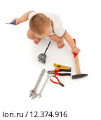 Little boy with tools. Стоковое фото, фотограф Ilka Erika Szasz-Fabian / PantherMedia / Фотобанк Лори