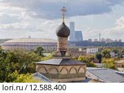 Большая спортивная арена и купол храма Андрея Стратилата (2015 год). Стоковое фото, фотограф Юрий Шурчков / Фотобанк Лори