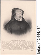 Екатерина Мария Ромола ди Лоренцо де Медичи(Catherine de Medicis) - Королева Франции,жена Генриха II, короля Франции из династии Валуа.Старинная почтовая карточка. Стоковая иллюстрация, иллюстратор александр афанасьев / Фотобанк Лори