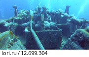 Лебедка на затонувшем судне SS Thistlegorm (2014 год). Редакционное видео, видеограф KEN VOSAR / Фотобанк Лори