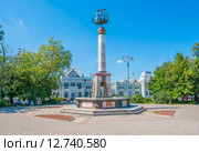 Фонтан на площади Рижского вокзала. Москва (2015 год). Редакционное фото, фотограф Владимир Князев / Фотобанк Лори