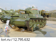 Т-26 - советский легкий пехотный танк образца 1939 года на Международном военно-техническом форуме "Армия-2015". Кубинка, военно-патриотический парк "Патриот" Редакционное фото, фотограф Игорь Долгов / Фотобанк Лори