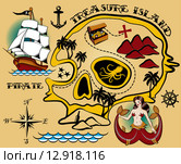 Пиратская карта, шаблон. Стоковая иллюстрация, иллюстратор Екатерина Баженова / Фотобанк Лори