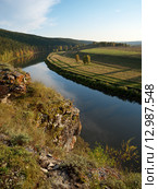 Скалистый берег реки Юрюзань. Башкортостан. Стоковое фото, фотограф Сергей Костарев / Фотобанк Лори