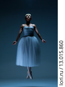 Portrait of the ballerina on blue background. Стоковое фото, фотограф Volodymyr Melnyk / PantherMedia / Фотобанк Лори