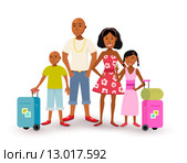 African american family summer vacation travel. Стоковая иллюстрация, иллюстратор Cienpies Design / PantherMedia / Фотобанк Лори