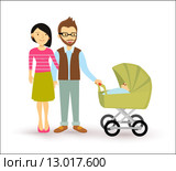 Young couple baby start family newborn people flat. Стоковая иллюстрация, иллюстратор Cienpies Design / PantherMedia / Фотобанк Лори