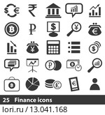 25 finance icons set. Стоковая иллюстрация, иллюстратор Иван Рябоконь / Фотобанк Лори