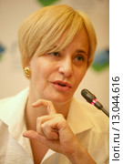 Пресс-конференция, посвященную выпуску нового продукта на рынке корпоративных платежей — Бизнес Card. Оксана Березина-коммерческий директор компании «Передовые Платежные Решения». (2015 год). Редакционное фото, фотограф Александр С. Курбатов / Фотобанк Лори