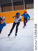 children speed skating. Стоковое фото, фотограф Benis Arapovic / PantherMedia / Фотобанк Лори