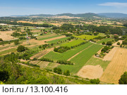 View down the hill at fields. Стоковое фото, фотограф Яков Филимонов / Фотобанк Лори