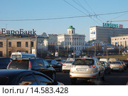 Пробка на Большом Каменном мосту и Боровицкой площади в Москве (2008 год). Редакционное фото, фотограф lana1501 / Фотобанк Лори