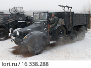 "Контрнаступление. Декабрь 1941". Военно-исторический фестиваль (историческая реконструкция). Армейский немецкий грузовик Krupp Protze L2H143 (2015 год). Редакционное фото, фотограф Алексей Бок / Фотобанк Лори