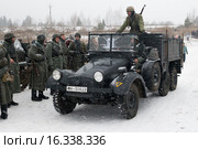 "Контрнаступление. Декабрь 1941". Военно-исторический фестиваль (историческая реконструкция). Армейский немецкий грузовик Krupp Protze L2H143 (2015 год). Редакционное фото, фотограф Алексей Бок / Фотобанк Лори