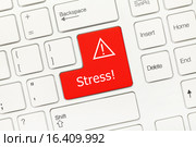 Белая концептуальная клавиатура - Клавиша "Stress!" ("Стресс!") Стоковое фото, фотограф Самохвалов Артем / Фотобанк Лори