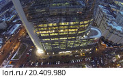 MOSCOW, RUSSIA - DEC 18, 2013: (aerial view) Business Centre Preo-8 and Preobrajenskaya Square. Height of twenty-eight-storey building Preo-8 is 106 m. Редакционное фото, фотограф Losevsky Pavel / Фотобанк Лори