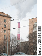 Дым из дымовой трубы № 1 ТЭЦ-12 Мосэнерго (2012 год). Стоковое фото, фотограф Алёшина Оксана / Фотобанк Лори