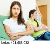 Woman friends sitting and discontent. Стоковое фото, фотограф Яков Филимонов / Фотобанк Лори