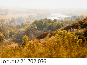Осенний пейзаж. Вид сверху на реку. Стоковое фото, фотограф Alexey / Фотобанк Лори