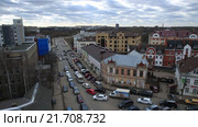 Улица провинциального города. Съемки с коптера. MOV. Редакционное видео, видеограф Евгений Ковалев / Фотобанк Лори