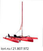 Red catamaran isolated on white background. Стоковое фото, фотограф Яков Филимонов / Фотобанк Лори